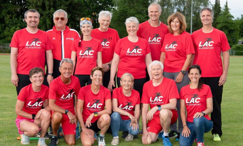 Ein Teil der 28 LAC-Mastersathletinnen und -athleten ©Foto Knauderfotografie/KK