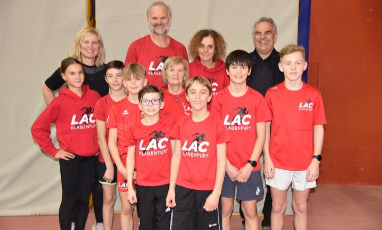 Foto Martina Albel: die LAC-Talenten mit Betreuer Günther Gasper und dem LAC-Kampfrichterteam. Die Kinder von links: Elisabeth Maieritsch, Mai Krohne, Emilio Wünsche, Matteo Küffe, Konstantin Waldmann, Nicolo Martinengo, Matteo Cuoni