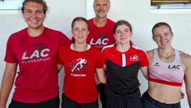 Foto KK das LAC-Team von links: Lukas Gasper, Estelle Miklau, Elisabeth Bluch, Lorena Miklau mit Günther Gasper